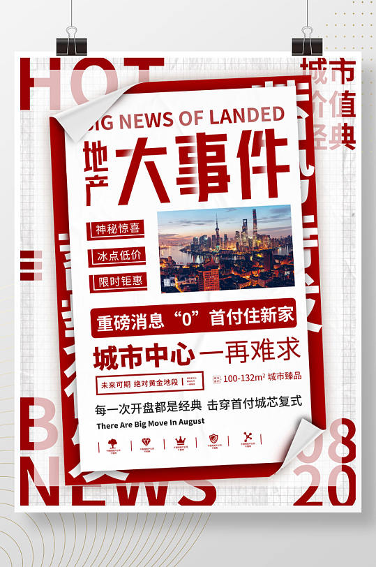 创意房地产热销时事新闻活动大字报促销海报