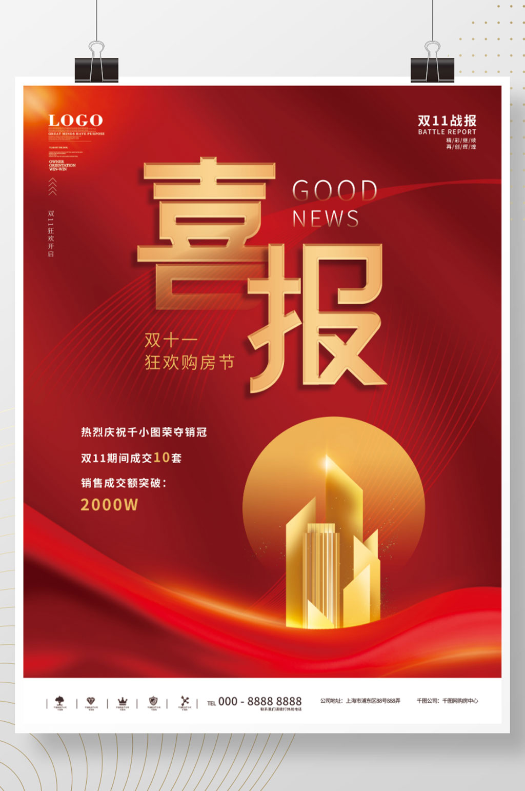 简约销售大字报文案排版喜报海报素材