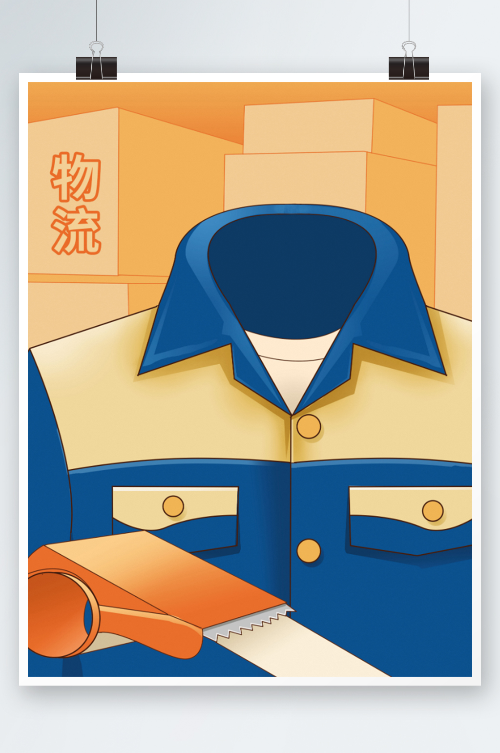 扁平风物流职业制服插画背景插画素材