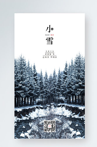 简约二十四节气小雪手机海报