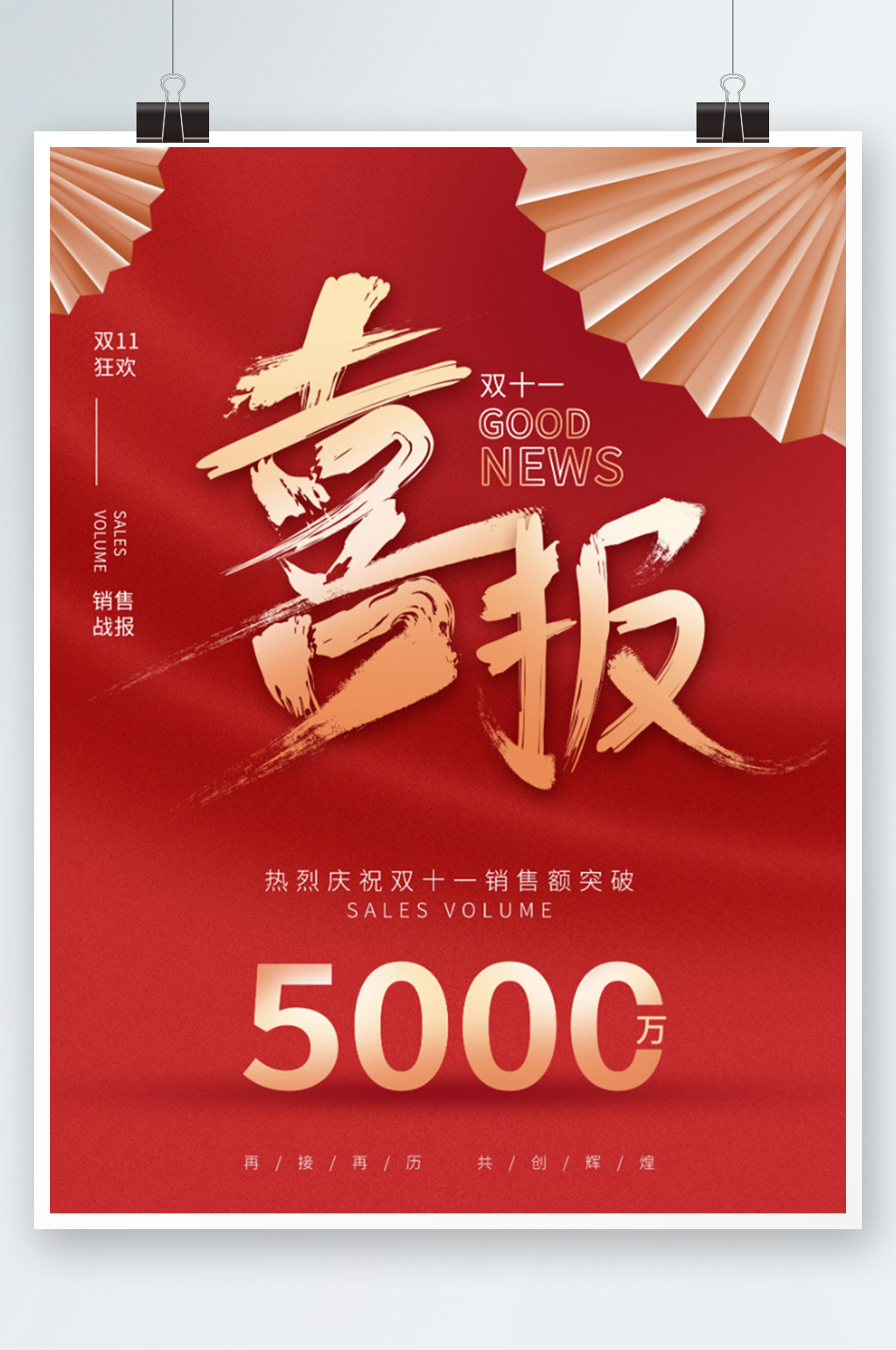 中国风红色销售喜报喜庆海报素材