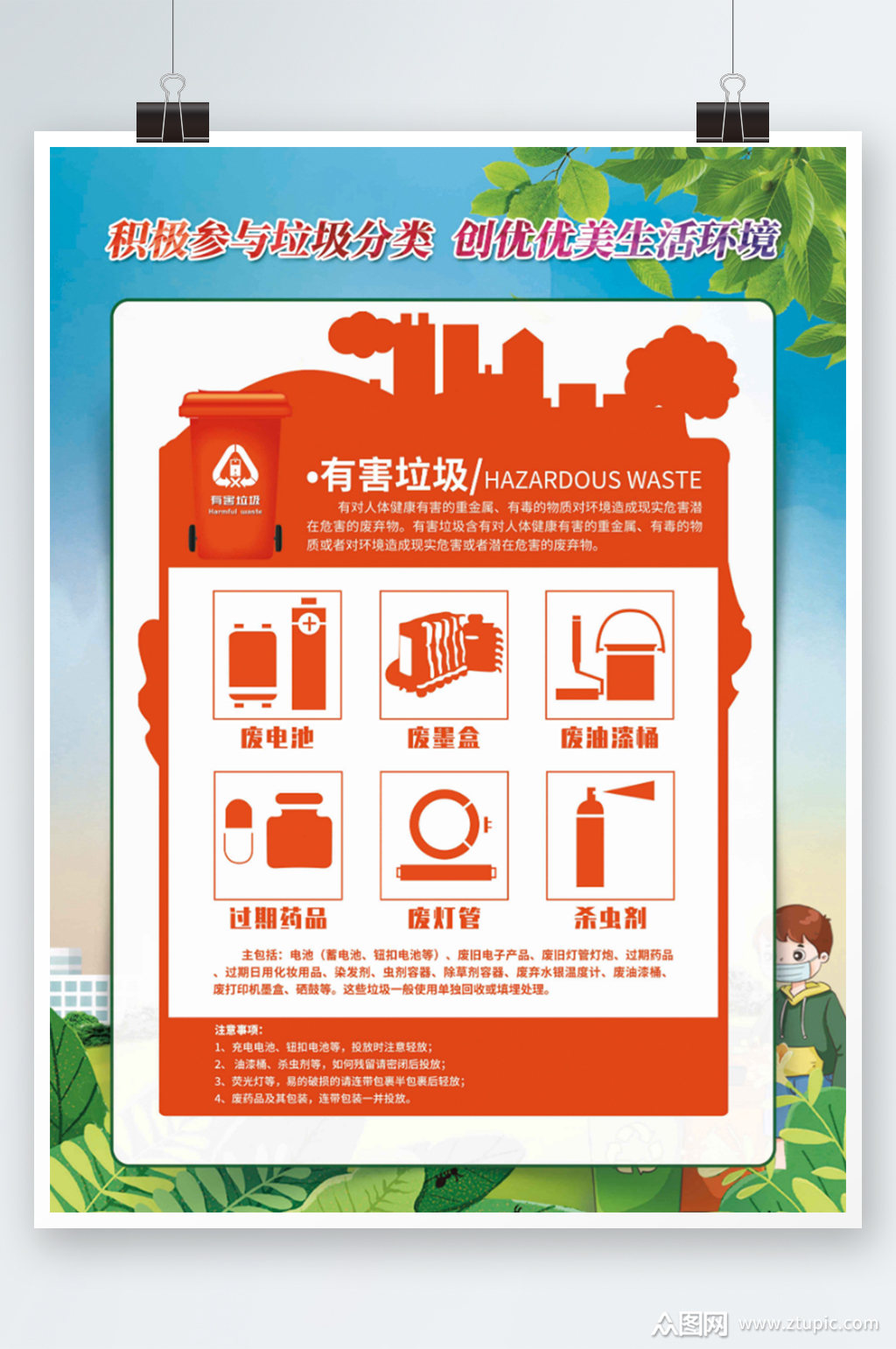 垃圾分类之有害垃圾只是科普海报素材