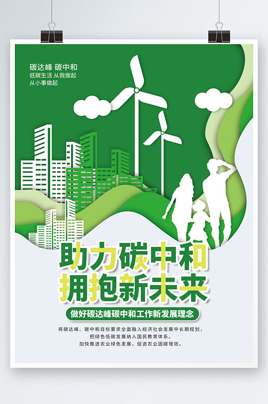 绿色做好碳达峰碳中和工作理念宣传海报