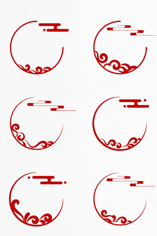 红色中式分割线中国风手绘花纹云纹装饰线条