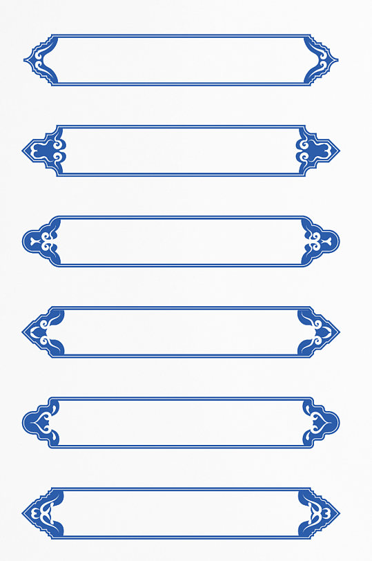蓝色古典边框复古花纹云纹装饰标题框