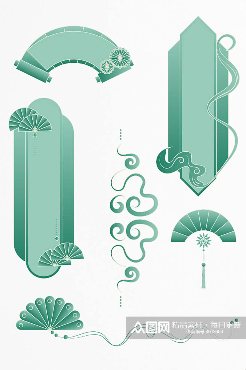 中国风元素新中式云纹花纹装饰边框素材