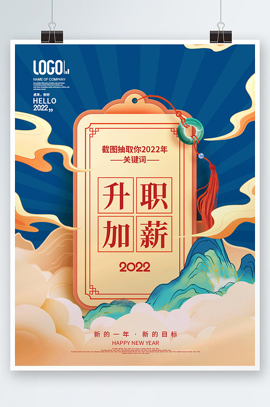 中国风2022年新年运势海报