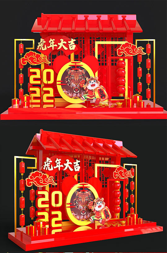 虎年2022新春喜庆美陈设计-众图网