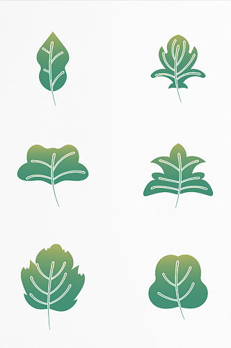 手绘绿色树叶植物叶子装饰图案卡通元素