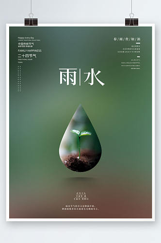 二十四节气雨水节日海报