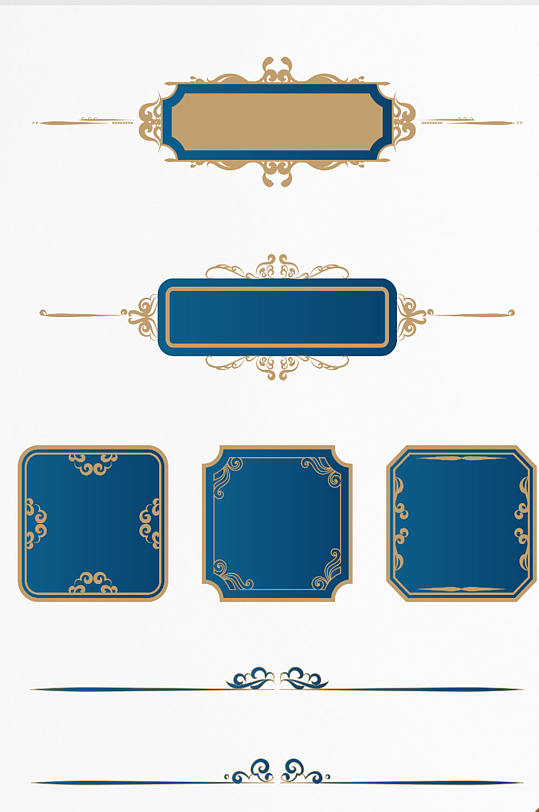 手绘古典花纹轻奢复古风边框标题框中式边框