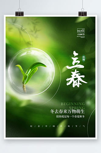 小清新立春传统节气摄影图海报
