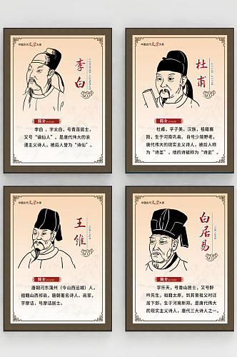 校园中国古代名人挂画海报