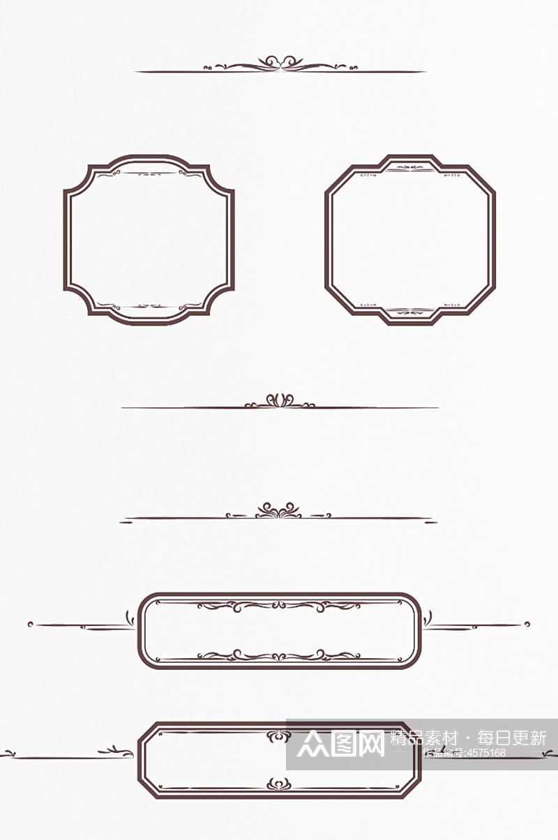 欧式古典花纹装饰边框欧风复古纹理标题框素材