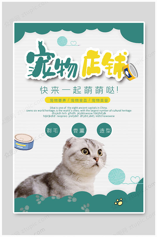 宠物店铺寄养美容宠物海报