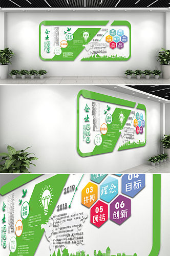 绿色清新企业文化墙
