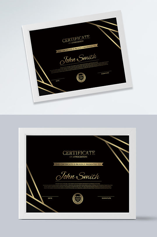 黑金大气欧式英文证书-众图网