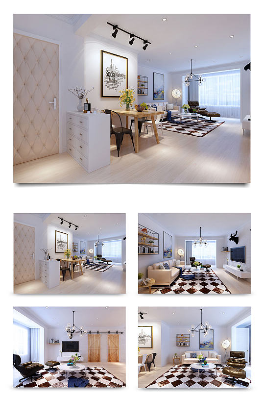 白色简约现代客厅设计-众图网