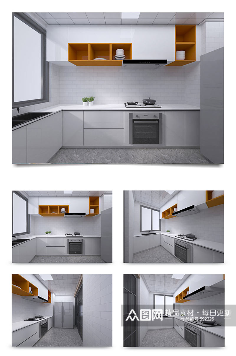 白色简约现代厨房设计素材