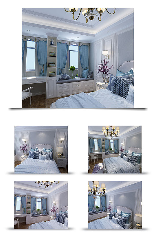 蓝色浪漫卧室装修设计