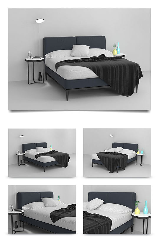 黑白简约卧室设计-众图网