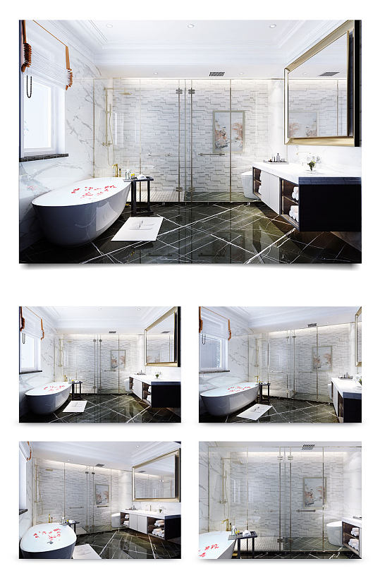 白色简约卫生间家装设计-众图网