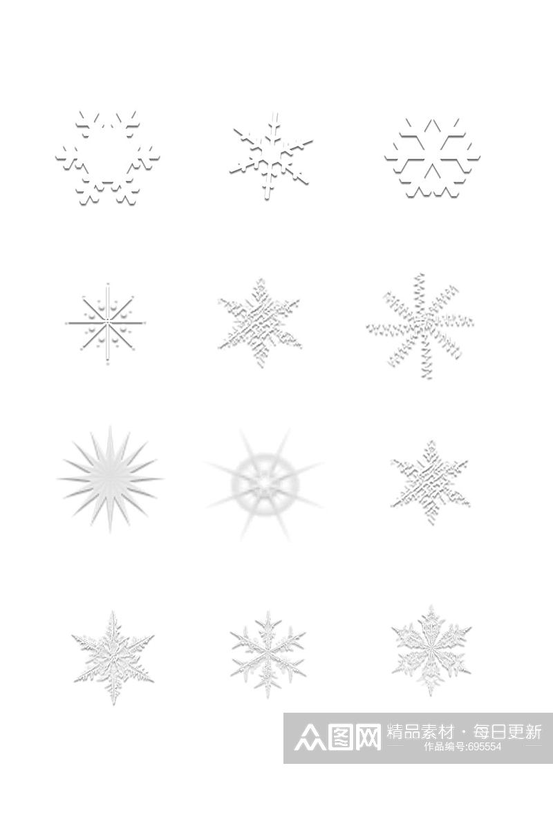 白色雪花形状元素素材