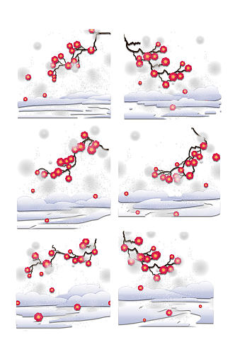 红色梅花冬天素材