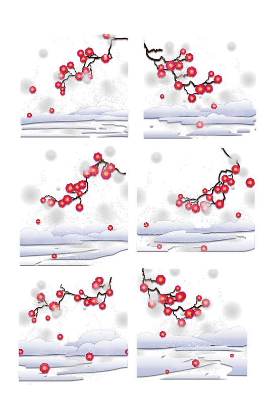 红色梅花冬天素材