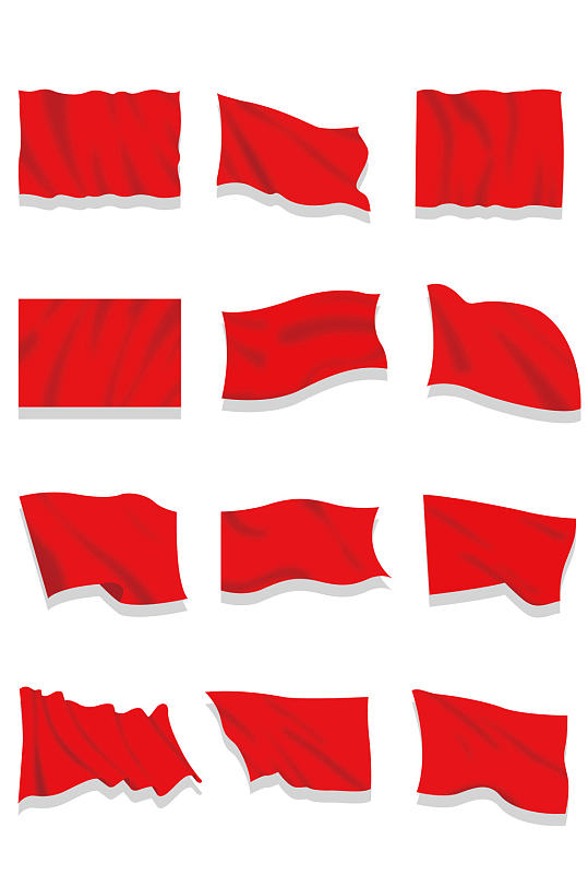 红色红旗免扣素材-众图网