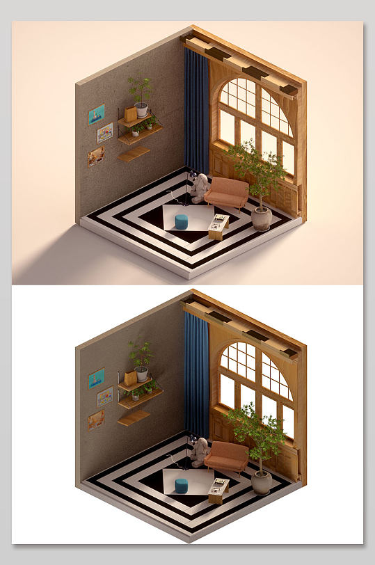 C4D立体3D模型炫酷场景小场景-众图网