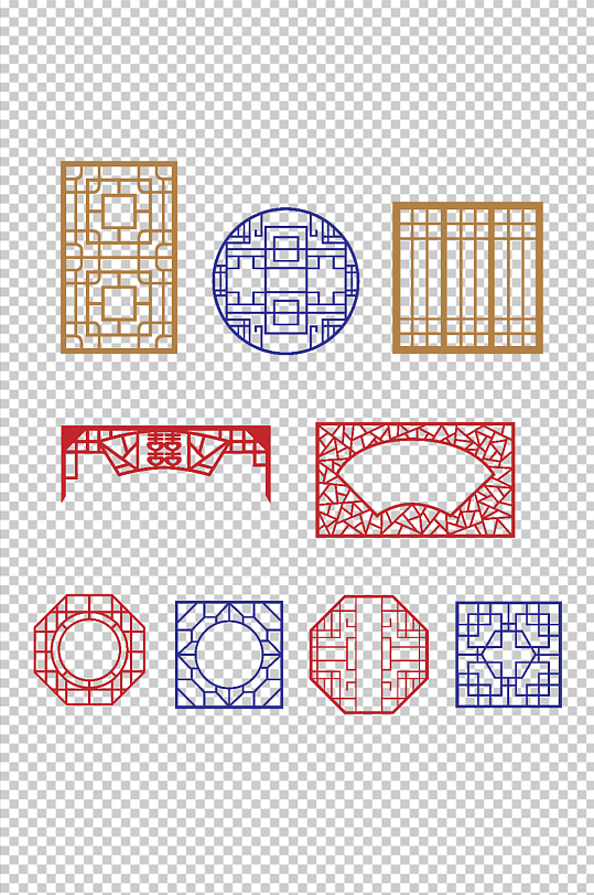 异形中国风中式窗花矢量元素