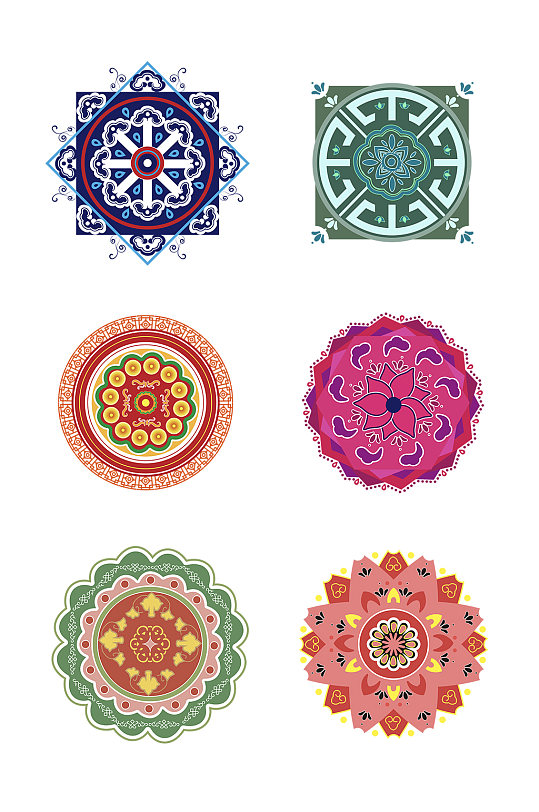 ai矢量中式民族风纹样图案插画元素