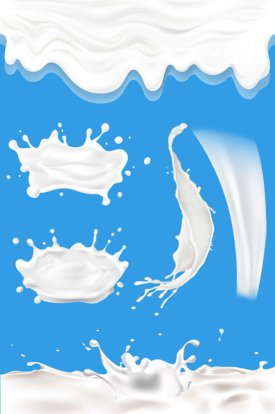 牛奶动感液体飞溅元素立体免抠元素