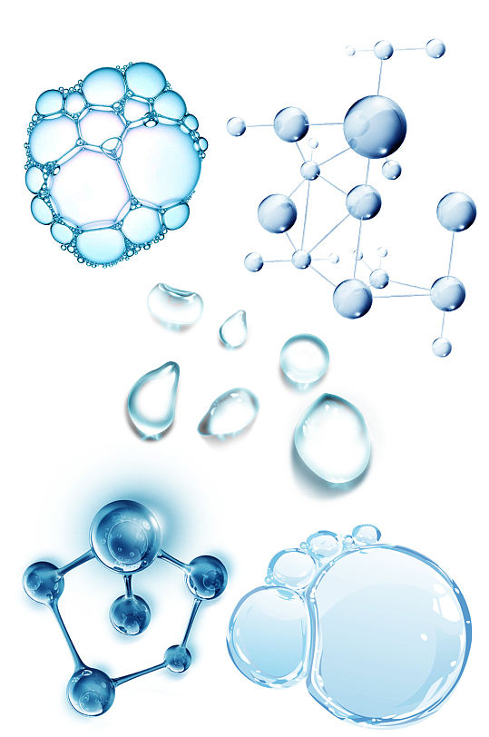 水泡水滴水分子保湿化妆品元素素材
