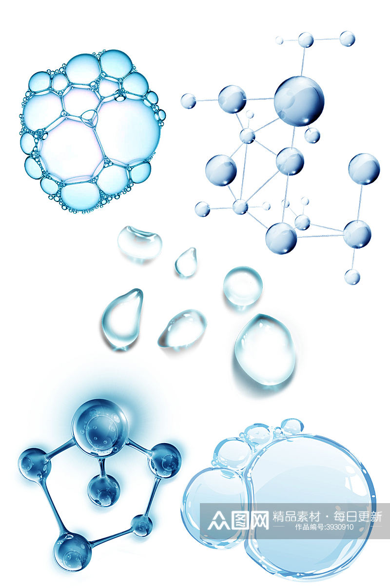 水泡水滴水分子保湿化妆品元素素材素材