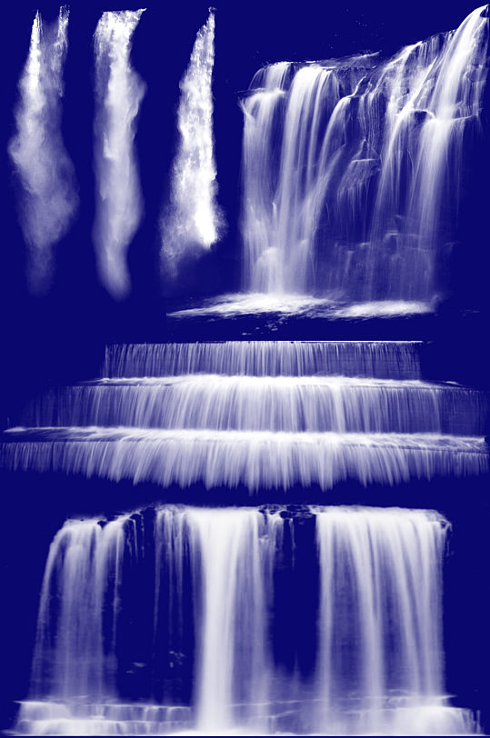 流水瀑布素材阶梯瀑布免抠元素