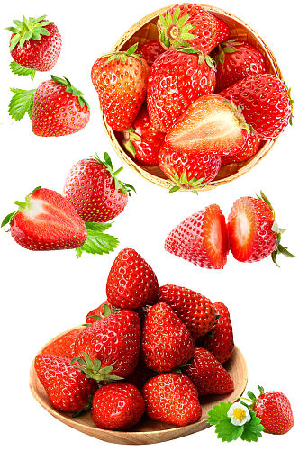 新鲜红色草莓水果png免抠素材