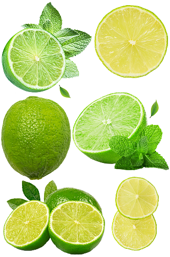青柠檬水果免抠素材png柠檬片绿柠檬