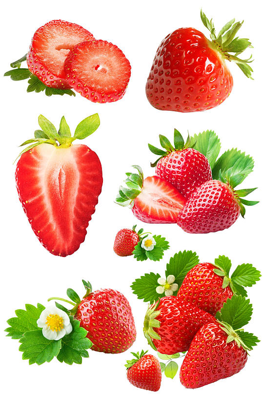 新鲜红色草莓水果png免抠素材 元素