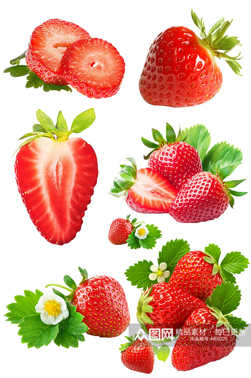 新鲜红色草莓水果png免抠素材 元素素材