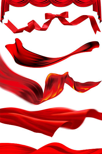 红色蝴蝶结丝带绸带飘带礼盒免抠素材元素