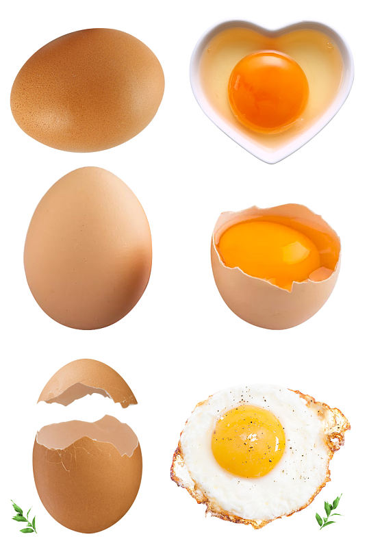 蛋壳鸡蛋心形鸡蛋煎鸡蛋免抠素材元素