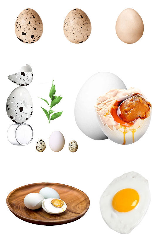 鸡蛋鹌鹑蛋咸鸭蛋煎鸡蛋免抠素材元素