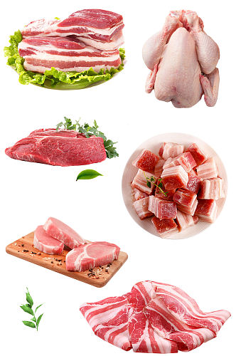 肉片肉块鸡肉免抠素材元素