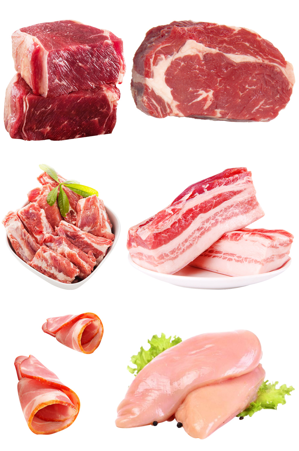 生鲜肉片肉块牛肉免抠素材元素素材
