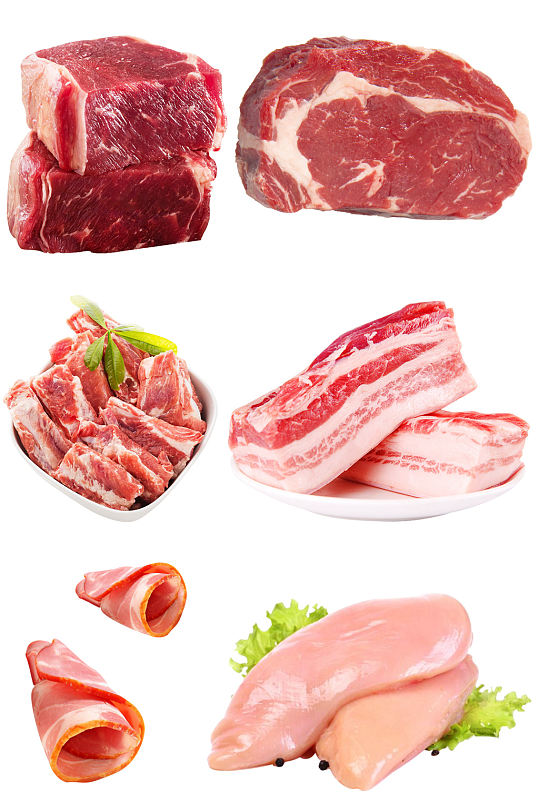 生鲜肉片肉块牛肉免抠素材元素