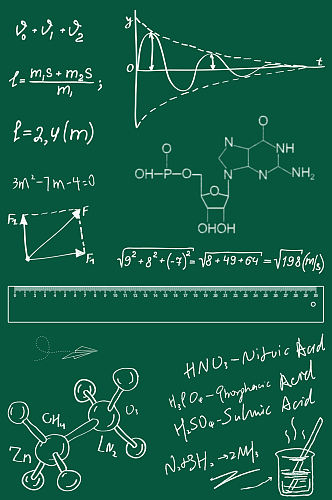 数学化学公式粉笔字免抠素材元素