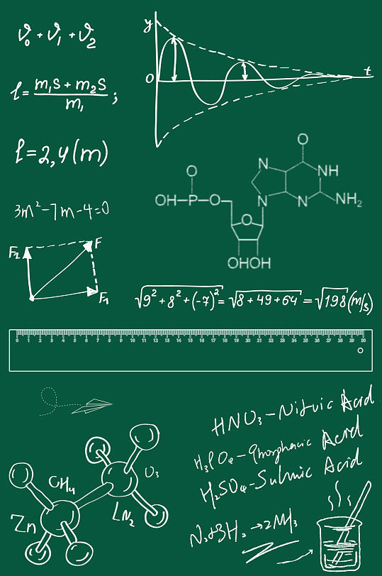 数学化学公式粉笔字免抠素材元素