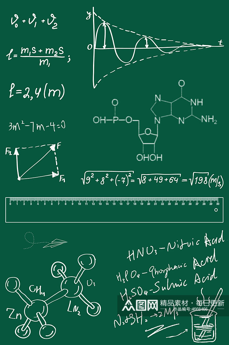 数学化学公式粉笔字免抠素材元素素材